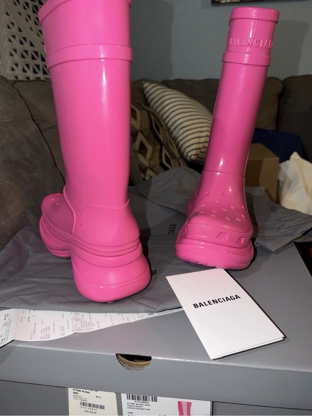 Balenciaga Pink Platform Rain Boots